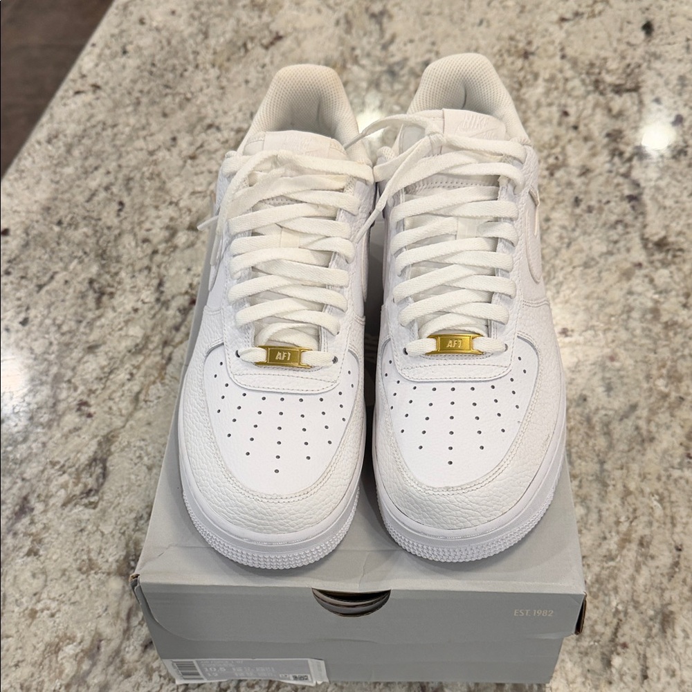 Nike White Air Force 1 with Gold Accents